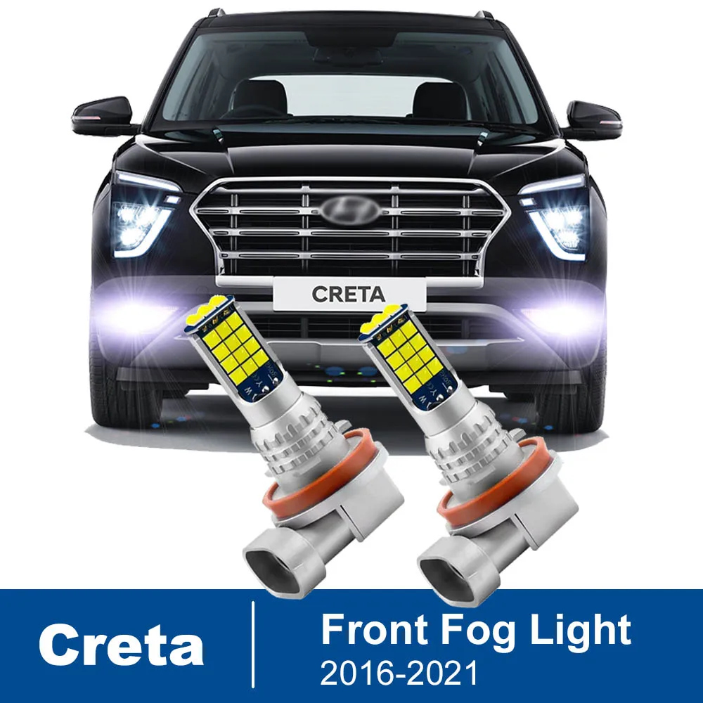 2pcs Led Car Fog Lamp For Hyundai Creta 2016 2017 2018 2019 2020 2021 Front Fog Light Bulb Car Accessories Canbus