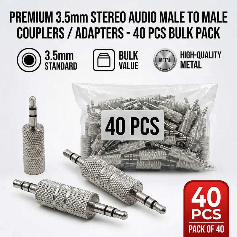 

40PCS 3.5mm Stereo Male Plug Connector, Metal Audio Jack for Headphone, Speaker and Microphone Cable Repair DIY