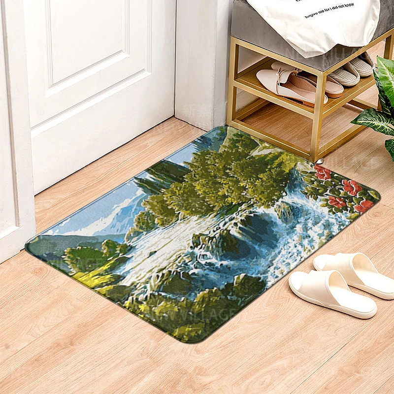 House entrance carpet Home doormat Animal oil painting style Room Foot mat bathroom non-slip mat Kitchen water absorption mat