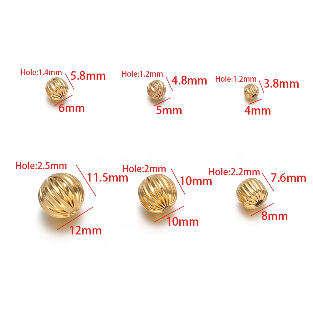 10 Stück Edelstahl-Perlen mit Gravur und Streifenmuster, hohle lose Abstandsperlen für DIY-Schmuckzubehör, Armband- und Halskettenherstellung – Detail 1