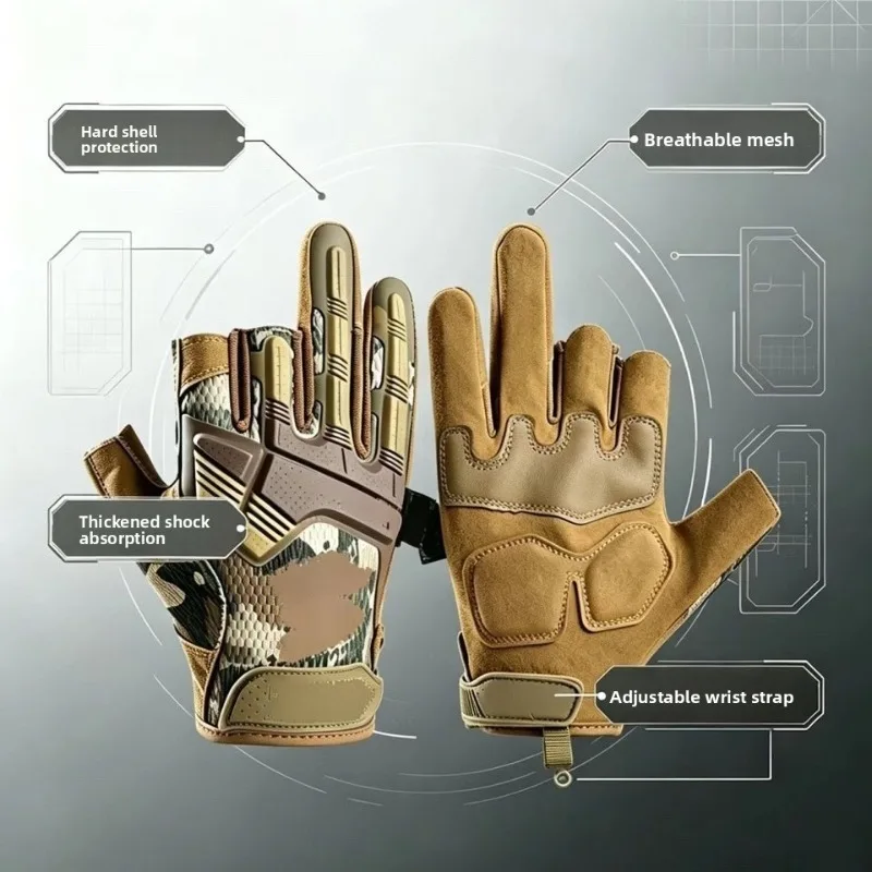 Outdoor Sports Technician Protective Gloves for Mountaineering Cycling Motorcycle with Rubber Tactical Three Finger New Design