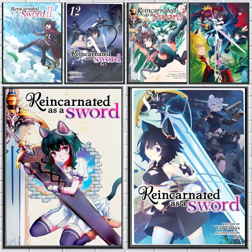 anime R-Reincarnated as a Sword-D Poster Peel and Stick Wall Art for Cafe Office Bar and Home Decoration