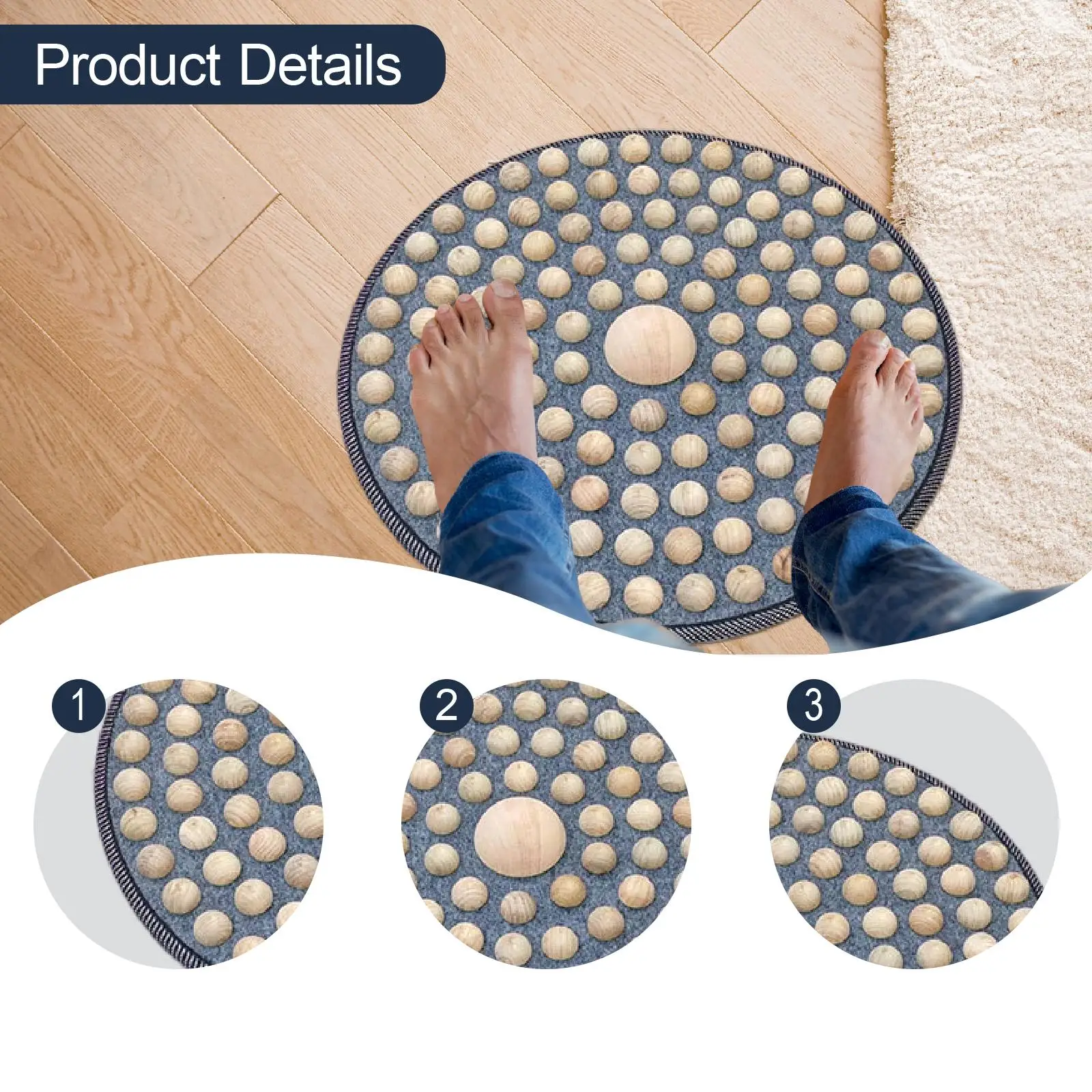 حصيرة العلاج بالابر الخشبية للقدمين، وسادة العلاج بالابر للاسترخاء، لوح تدليك خفيف الوزن للمكتب والسفر وغرفة النوم والاسترخاء لكبار السن #5