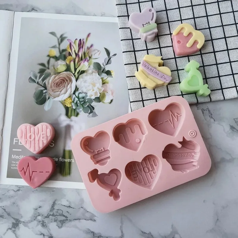 Cake Soap Candle Mould Valentine's Day Decorative Gift Baking Tools Handmade Heart Shaped Angel Love Silicone Chocolate Mold