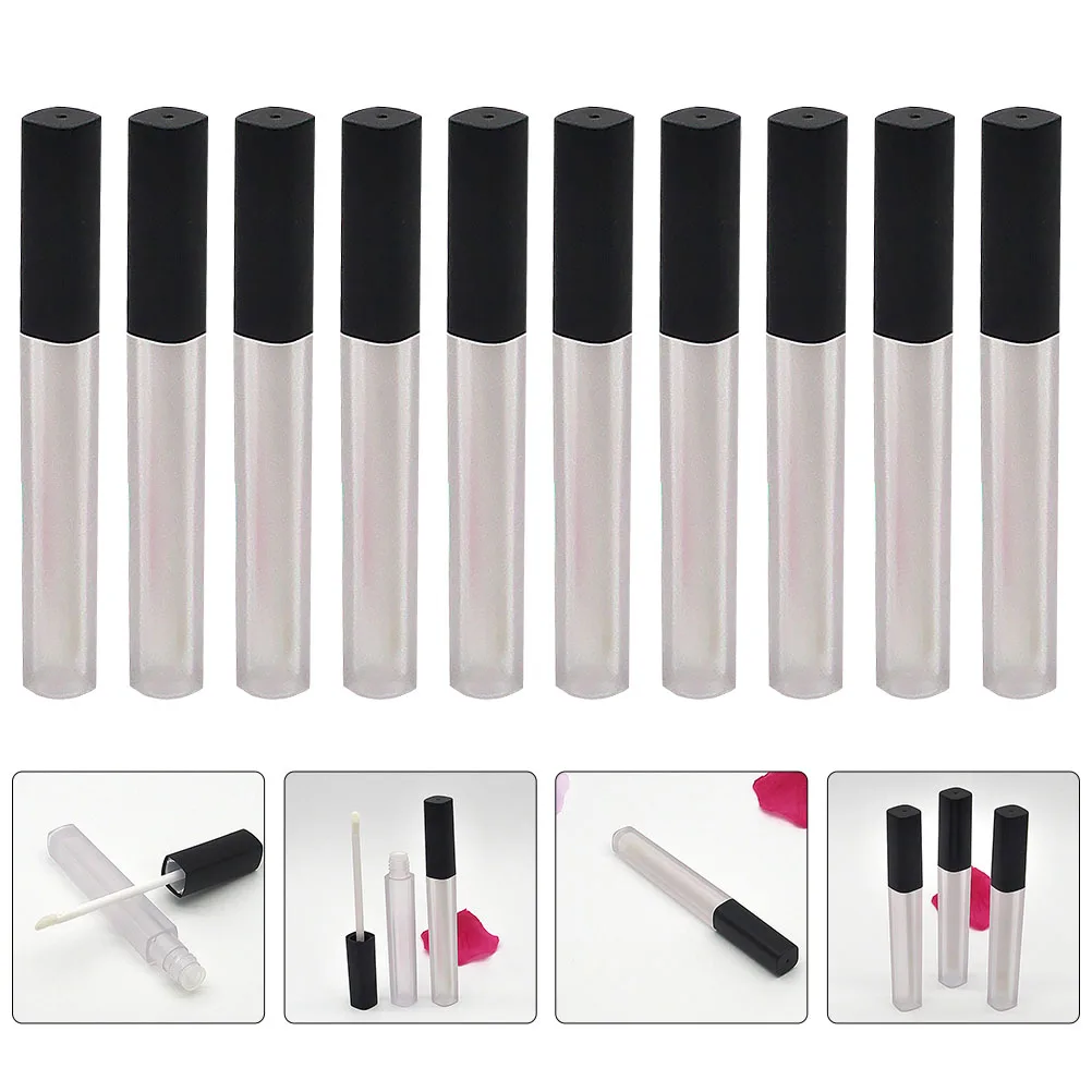 

10Pcs Lip Gloss Tube Empty Plastic Lipstick Bottle for DIY Travel Lip Balm Container Lightweight Portable Square