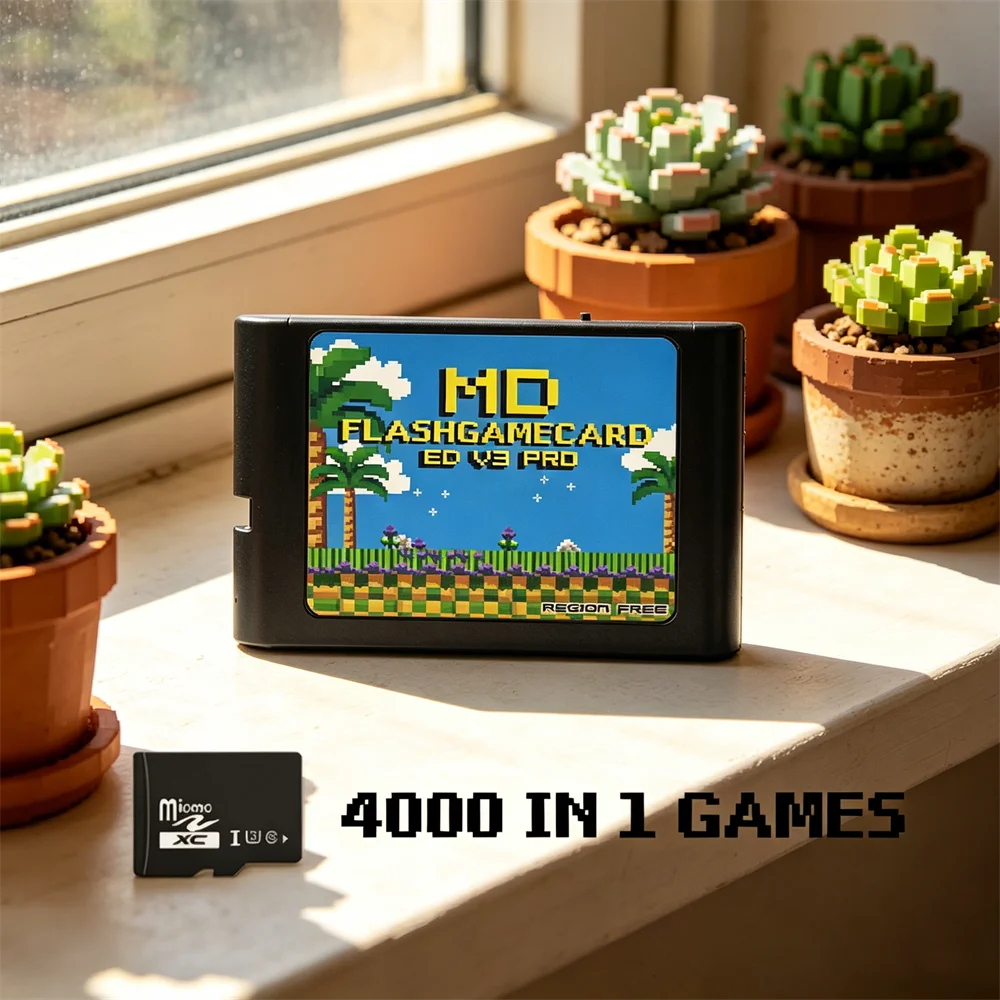 4000 en 1 Mega Genesis MD V3 Pro con tarjeta TF de 4GB, tarjeta de juego EDMD para consola de juegos SEGA Genesis Mega Drive Master System