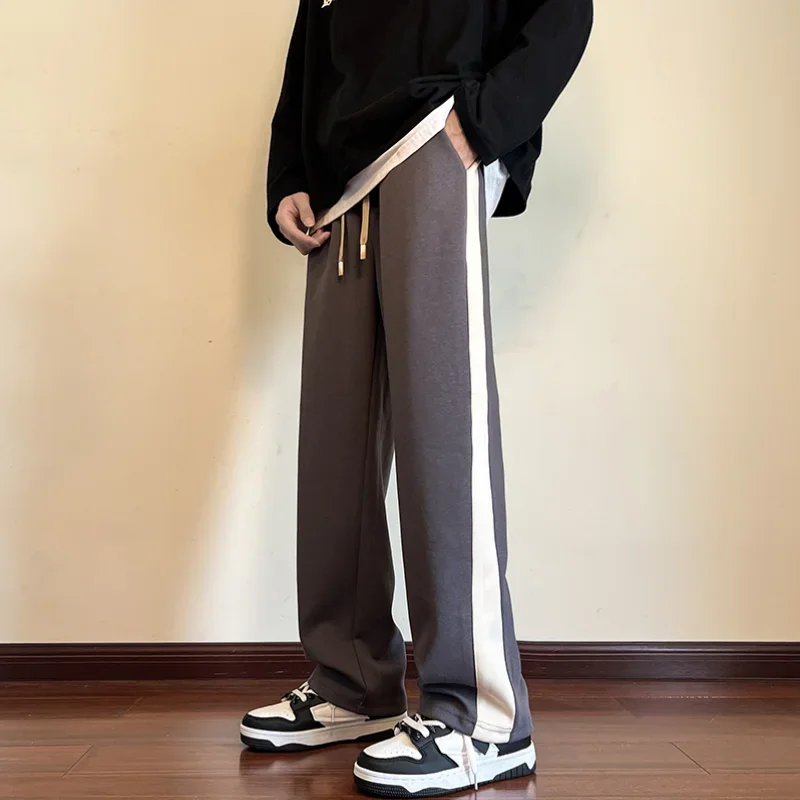 

Harajuku Straight Leg Sports Pants Oversized High Street Wide Leg Street Casual Loose Pants Men Fashion Brand New Men Clothing