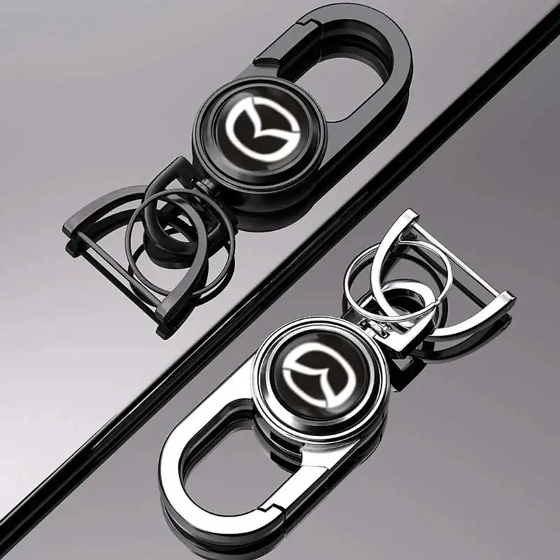 

Rotable Alloy Keychain Car Emblem Key Rings Chains Holder for Mazda 3 6 CX3 CX5 Atenza Axela 2 MX5 6 CX7 RX7 626 CX30 SKYACTIV