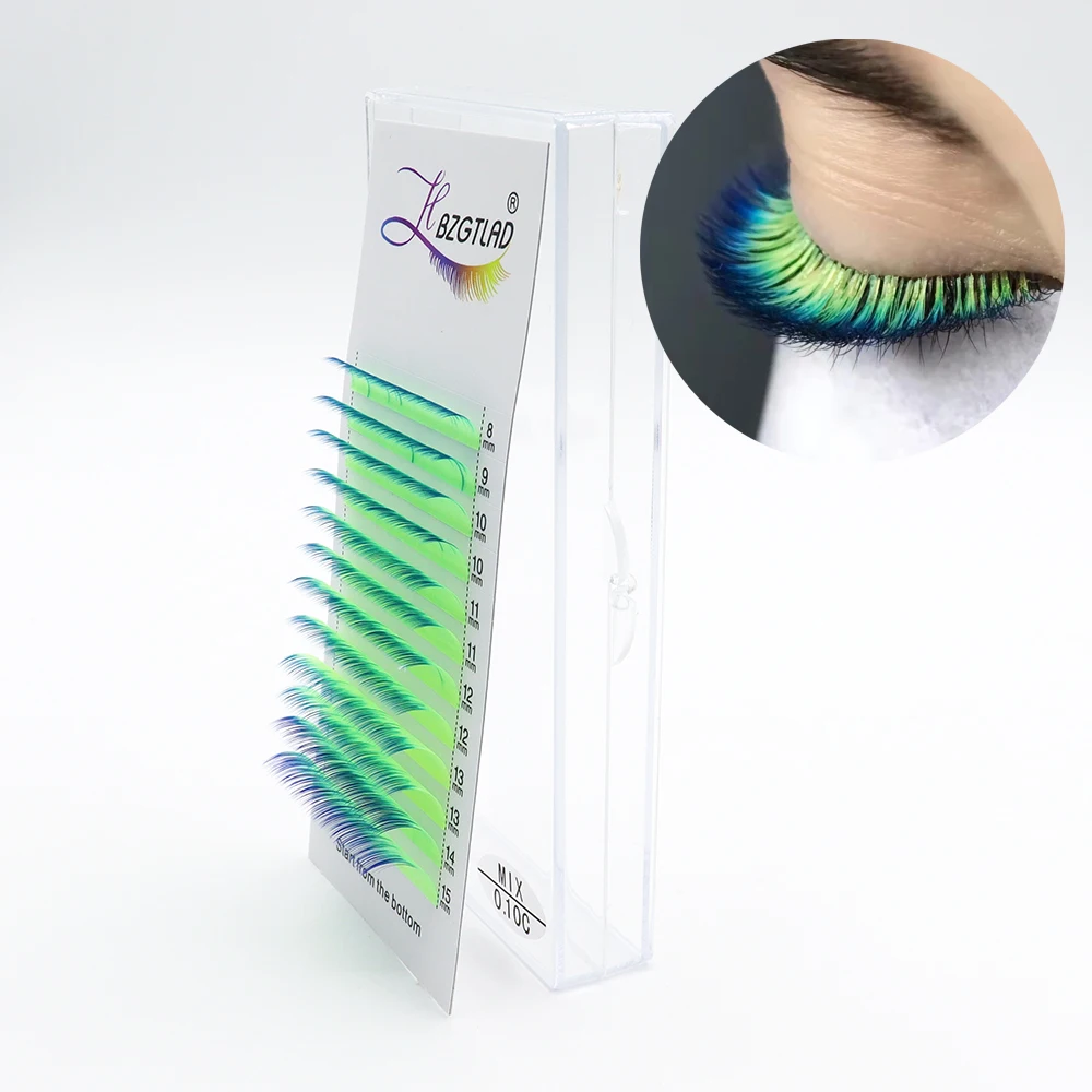 HBZGTLAD Color Lashes Rainbow Eyelashes Extensions Individual Mix Colored Soft Natural Mink False Lashes Makeup (8-15mm mix)