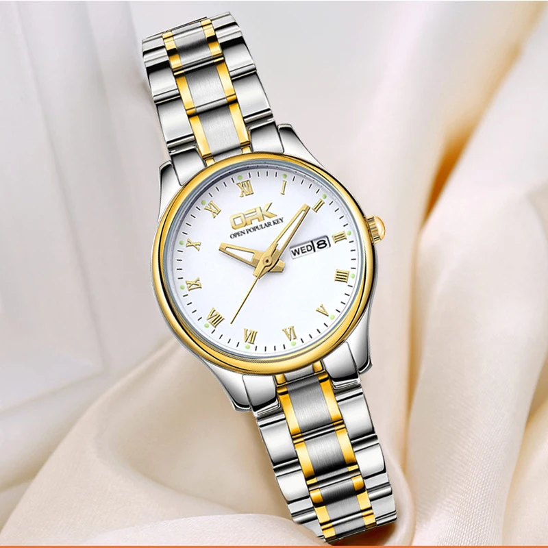 OPK Brand Waterproof Dual Calendar WOMEN'S Quartz Watch 8121