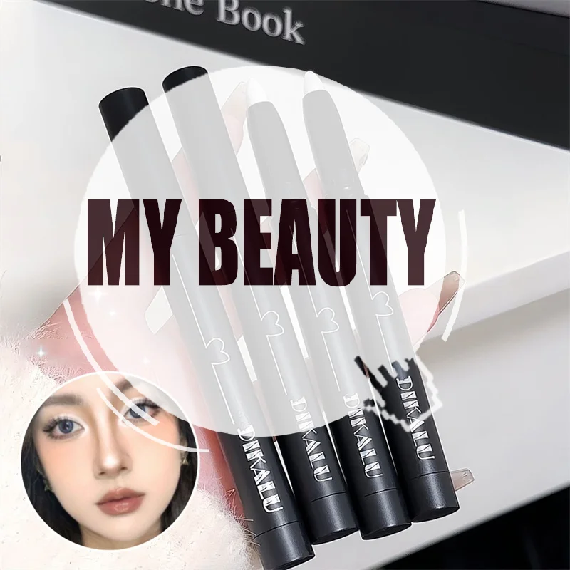 DIKALU-lápiz para sombra de ojos con perlas brillantes, delineador de ojos blanco mate con purpurina, resistente al agua, brillo largo, ojos tumbados, maquillaje en barra de gusano de seda