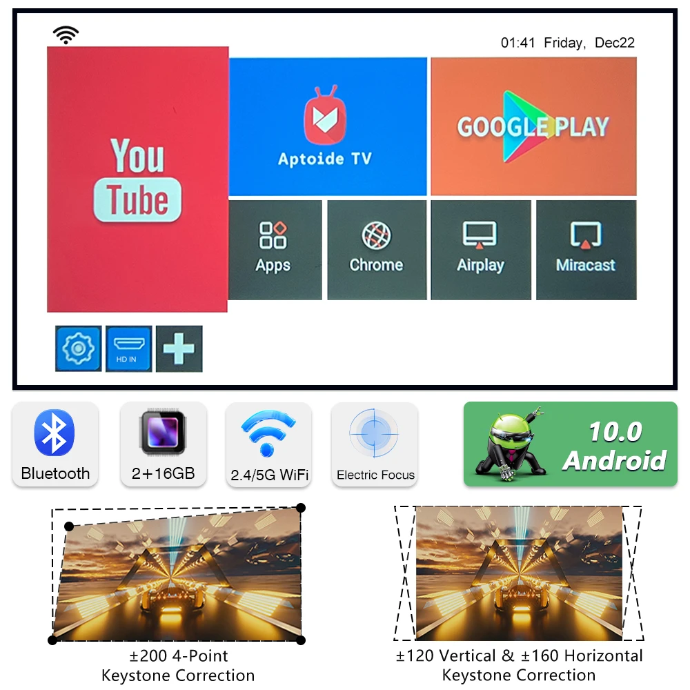 TouYinger ET31 Pro Max ST Mini proyector portátil 4K Wifi Android dispositivo de proyección de haz Led para teléfono móvil cine en casa inteligente