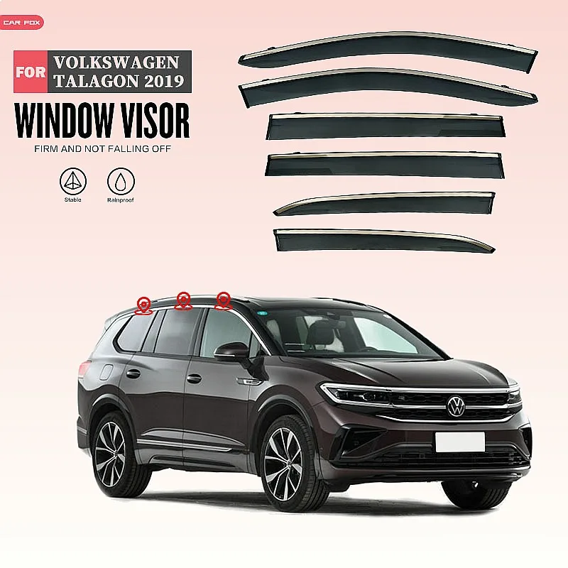 

4Pcs/6Pcs For VW Talagon 2018-2022 Window Visor Rain Sun Shade Side Shield Awning Car Accessories