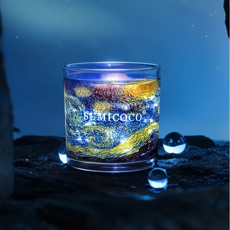 Van Gogh Starry Night Candle, Low-Temperature Wax Material Fragrance, Bedroom Bedside Candle Stand, Ambiance Companion Gift Box