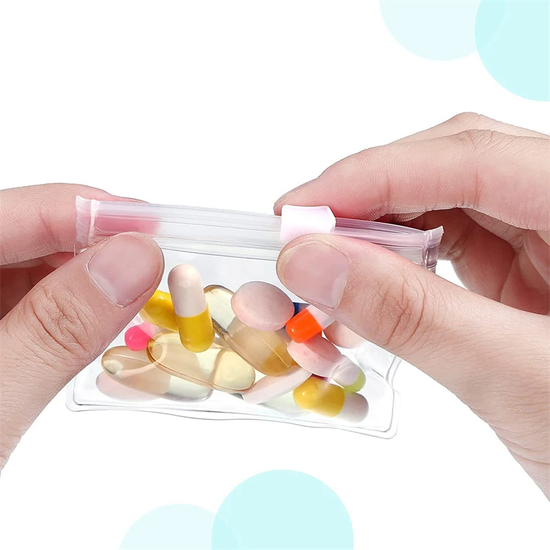 EVA Storage Bag Travel Medicine Pill Pouch Bags Reusable Pill Bags Clear Bag Self Sealing Vitamin Tablet Bag Jewelry Storage Bag