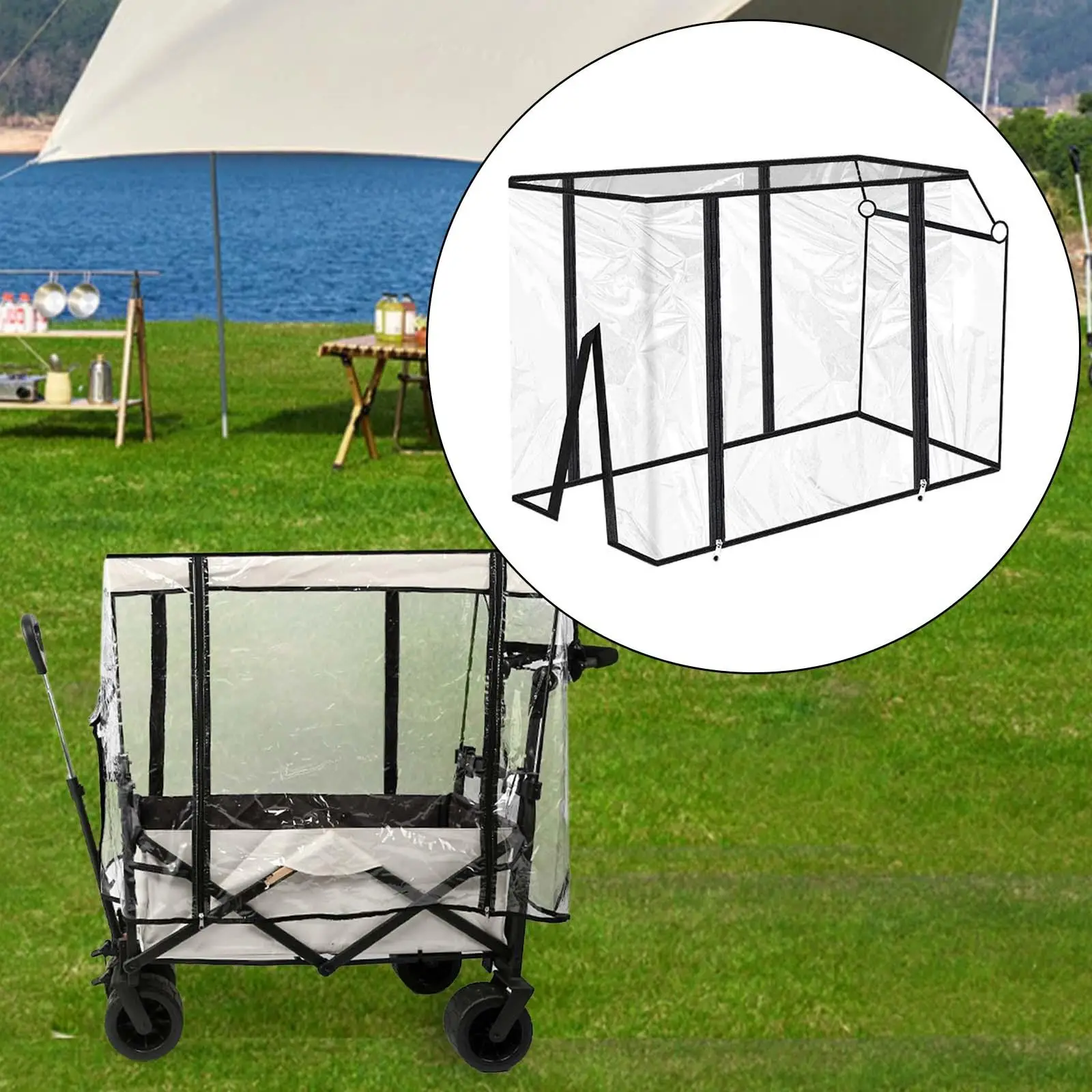 

Trolley Rain Cover Zipper Closure Lounge Wagon Cover for Garden Beach Cart Outdoor Utility Folding Wagon Outdoor Trolley