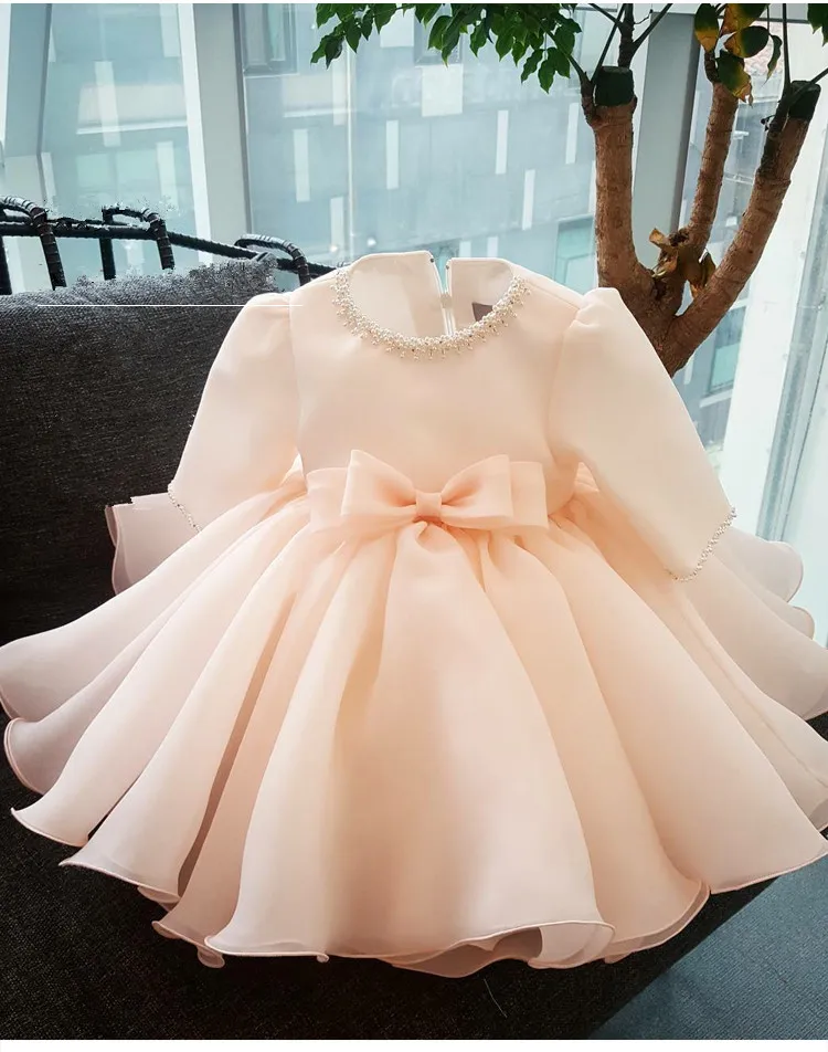 Long Sleeve Baby Girl Dress Baptism Dresses for Girls 1st year birthday party wedding Gown Christening baby infant clothing