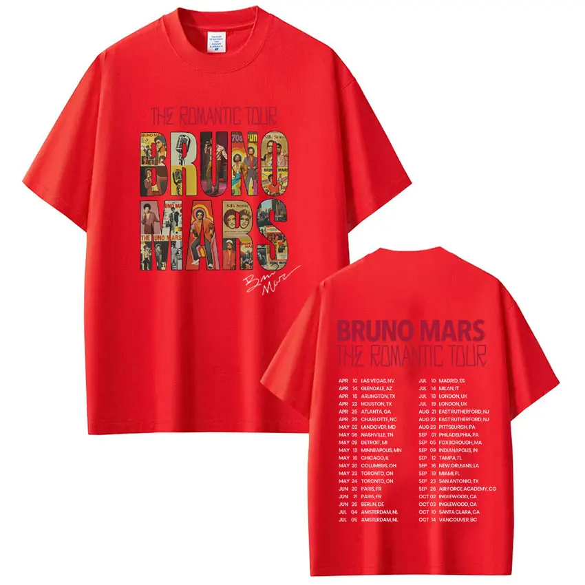 Rapper Bruno Mars The Romantic 2026 Tour Print Tshirt Man Woman