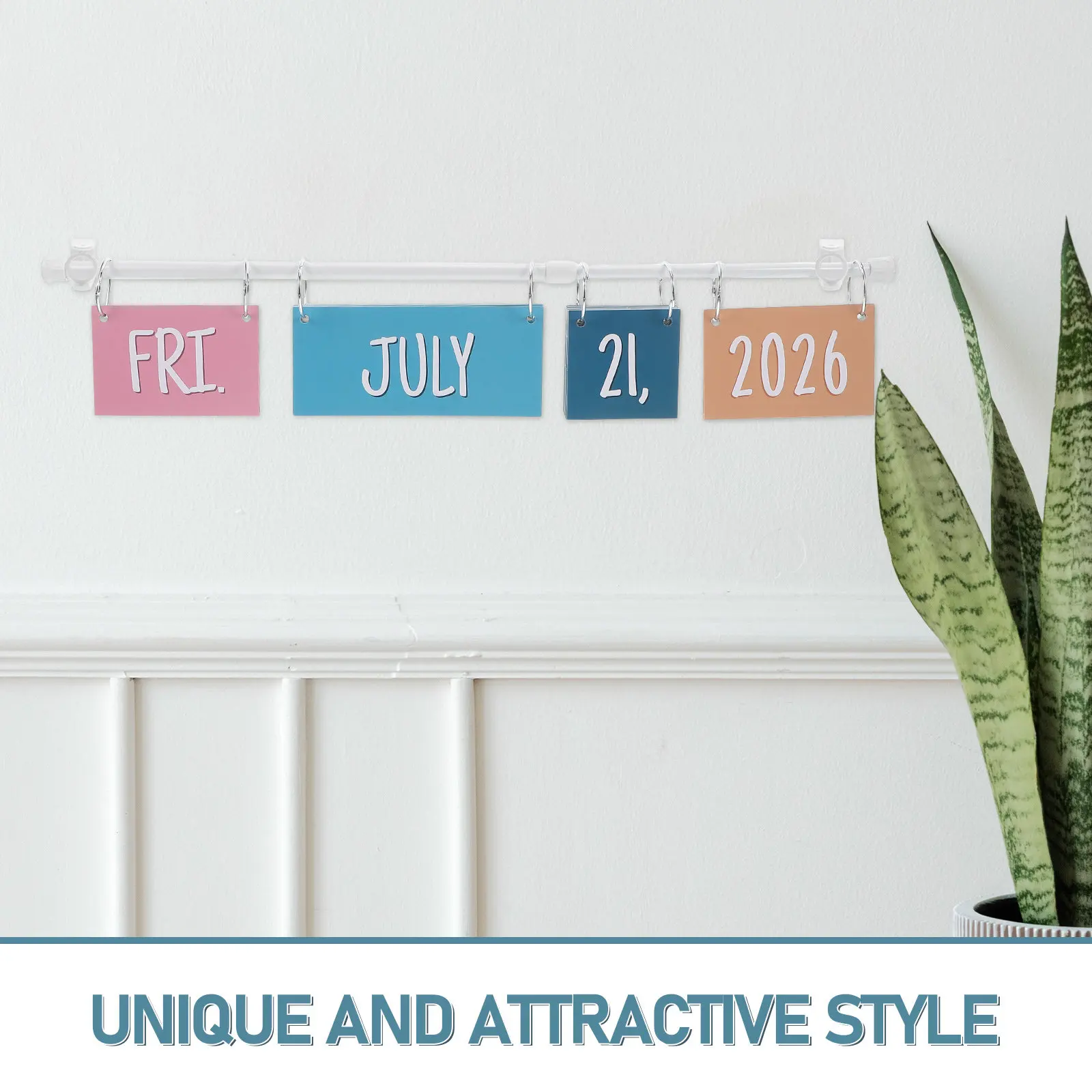 1Set Decorative Flip Calendar Bulletin Board for Classroom Home Decor Date Cards Included Adjustable Metal Holder Educational