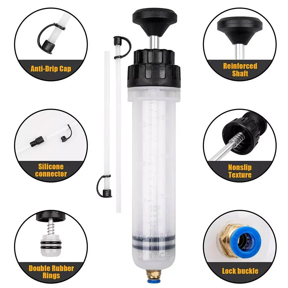 Car Oil Fluid Extractor Auto Oil Change Syringe With Hose Manual Fuel Suction & Filler Fluid Oil Change Evacuator Pump