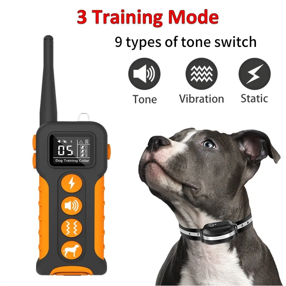 1000m Remote Electric Dog Training Collar IPX7 Waterproof Swimming Rechargeable 9 Tone Optional Vibration Shock Training Collar