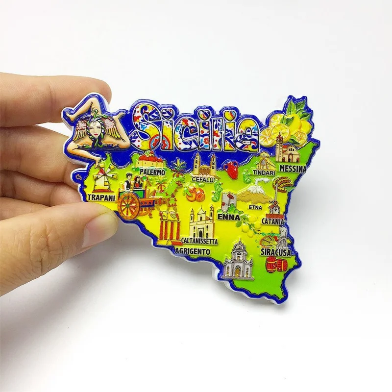 

Sicily Italy Landmark 3D Resin Magnet Frigo - Catania Church Enna Castle Mini Fridge Decor Magnets for Fridge Home Decor Items