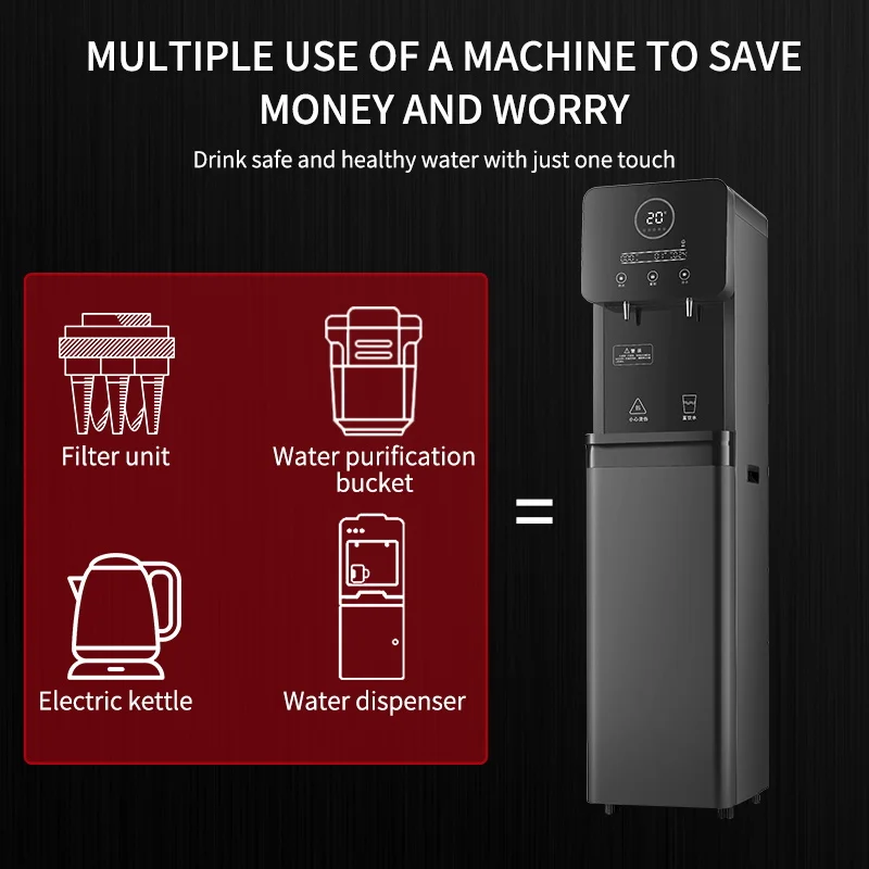 ZILISI E500H Vertical Intelligent Water Dispenser, Multi-functional RO Purifier, UF 5-Stage, Office and Home Hot and cold