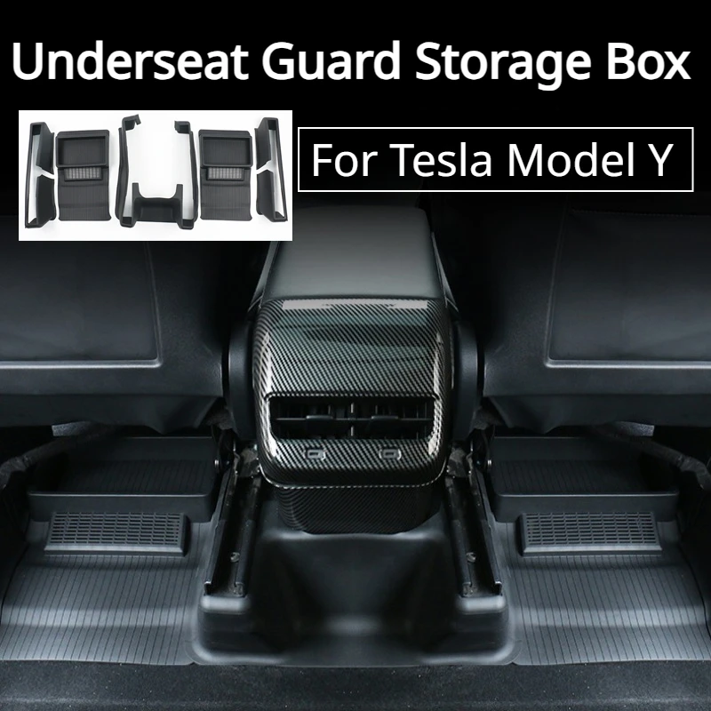 Underseat Air Outlet Mask for Tesla Model Y TPE Under Seat Guards Integrated Protective Cover Storage Box Dustproof Accessories