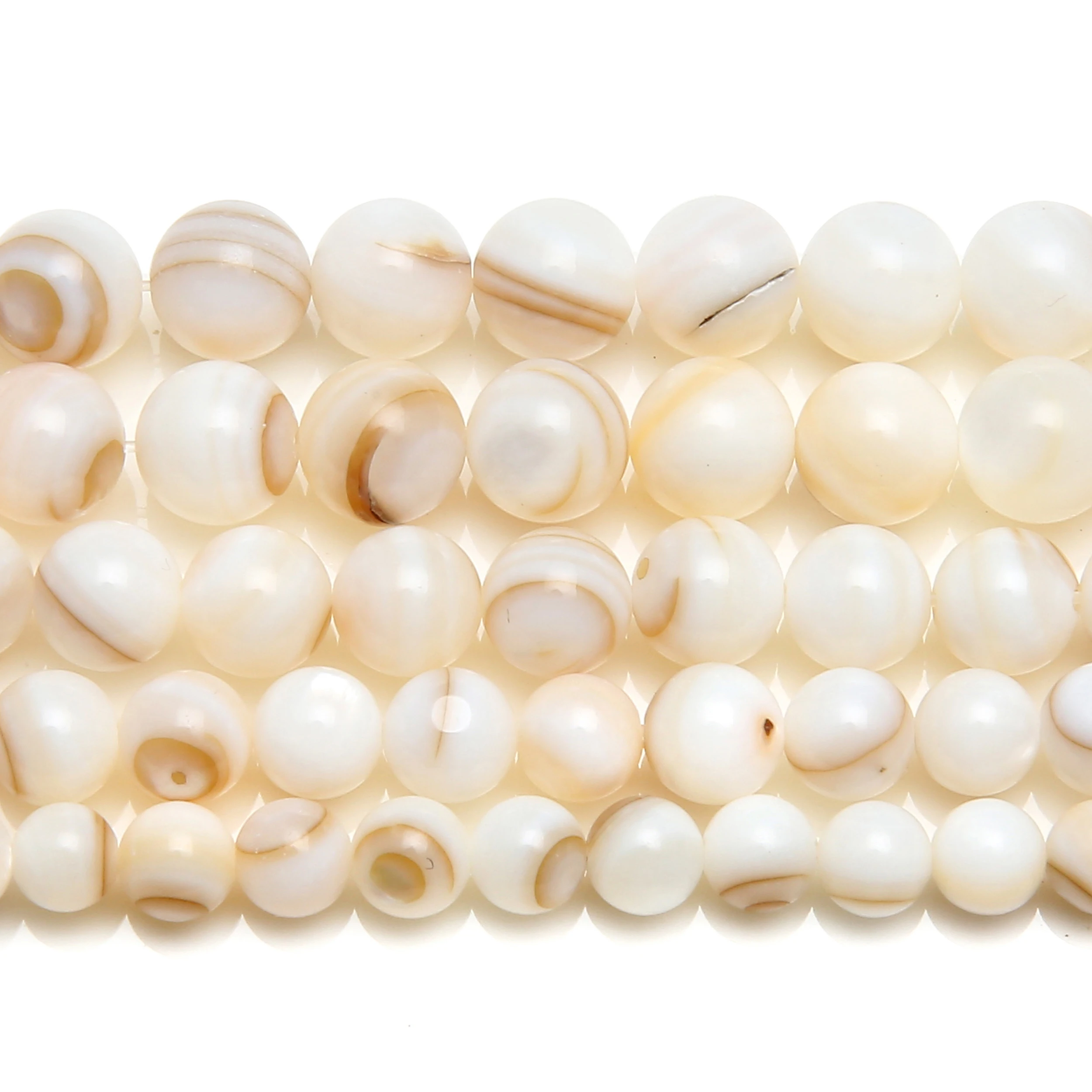 Natural Stone Brown Lace Mother of Pearl Round Loose Beads 15\