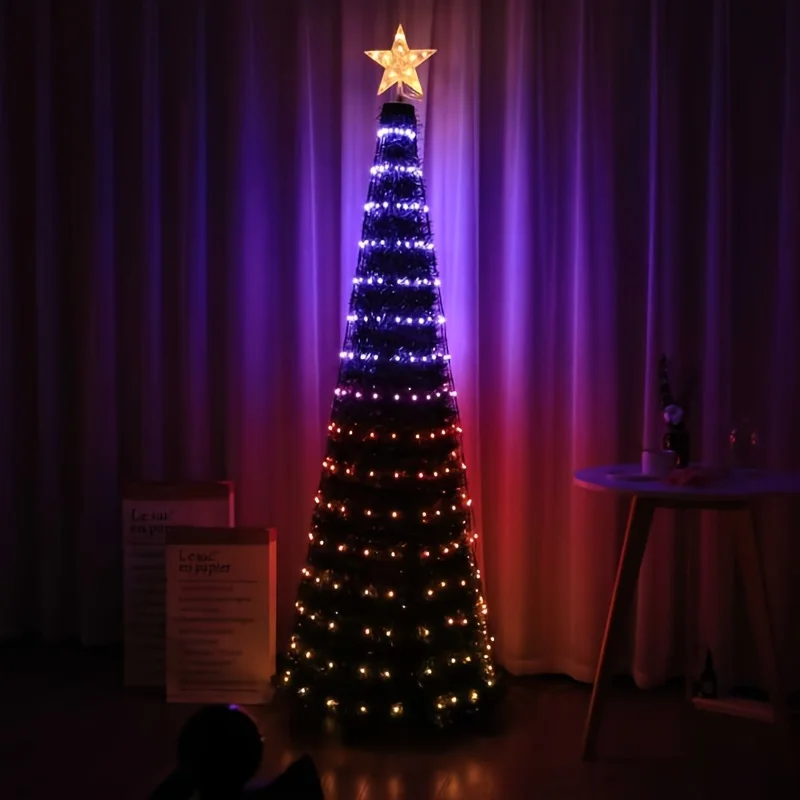 スマートクリスマスツリーライト リモコン＆アプリ制御 400個のRGB LEDビーズ 音楽同期タイマー付き ホリデークリスマスデコレーション用