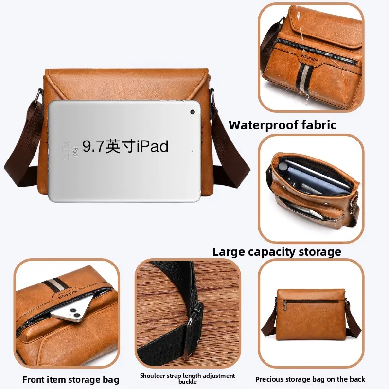 New Minimalist Men's Single-shoulder Bag, Fashionable Large-capacity Crossbody Bag, Casual Outdoor Water-resistant Crossbody Bag