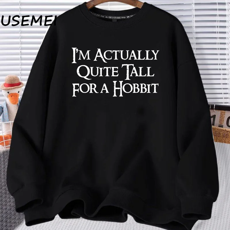 Estoy realmente bastante alto para un Hobbit Sudaderas para mujer Sudaderas con capucha con estampado de letras divertidas Sudadera de manga larga Ropa de mujer