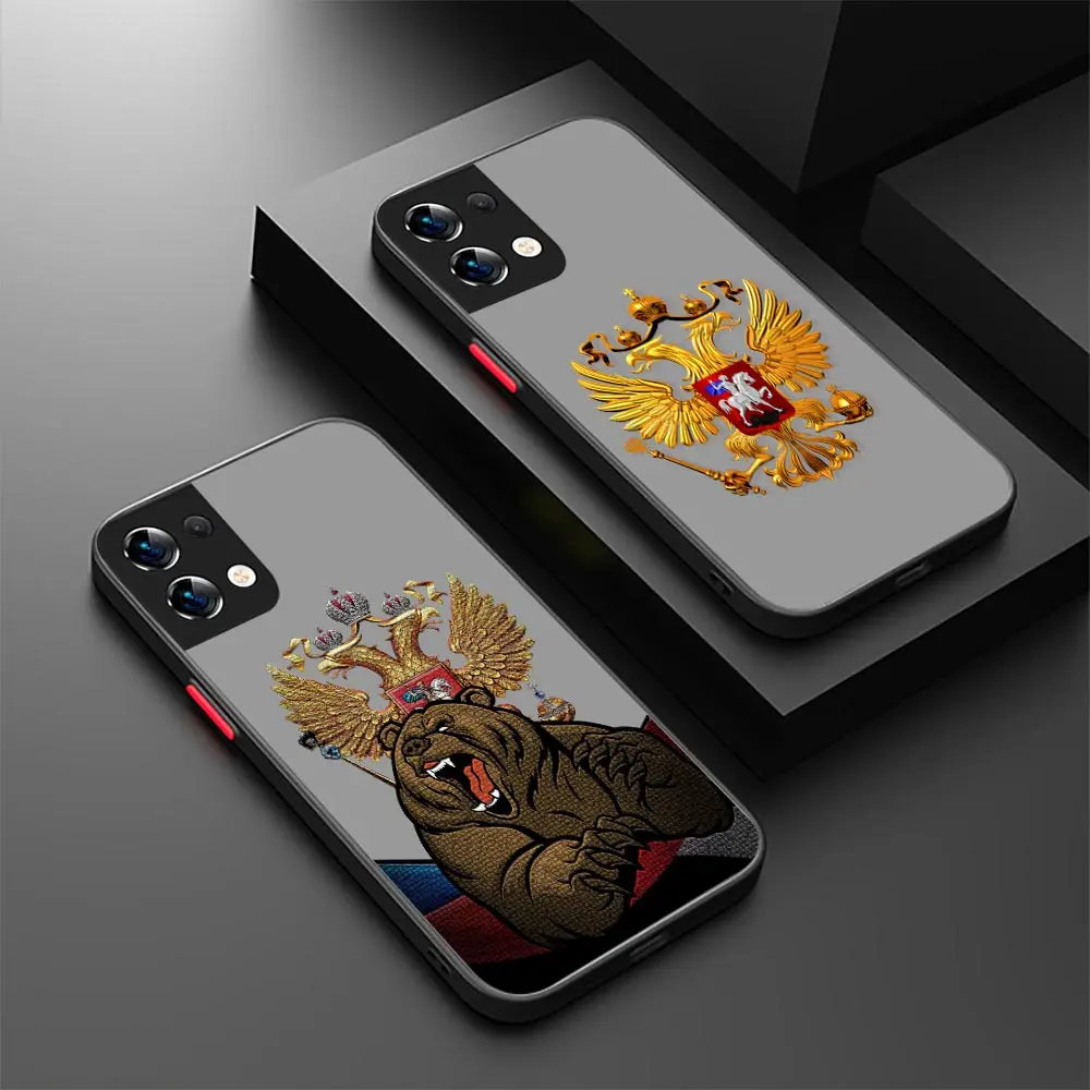 Russia Russian Flags Emblem Matte Clear Phone Case for OPPO RENO 8 8T 7Z 7 6Z 6 5 4 3 PRO PLUS Black Silicone Case Coque Cover