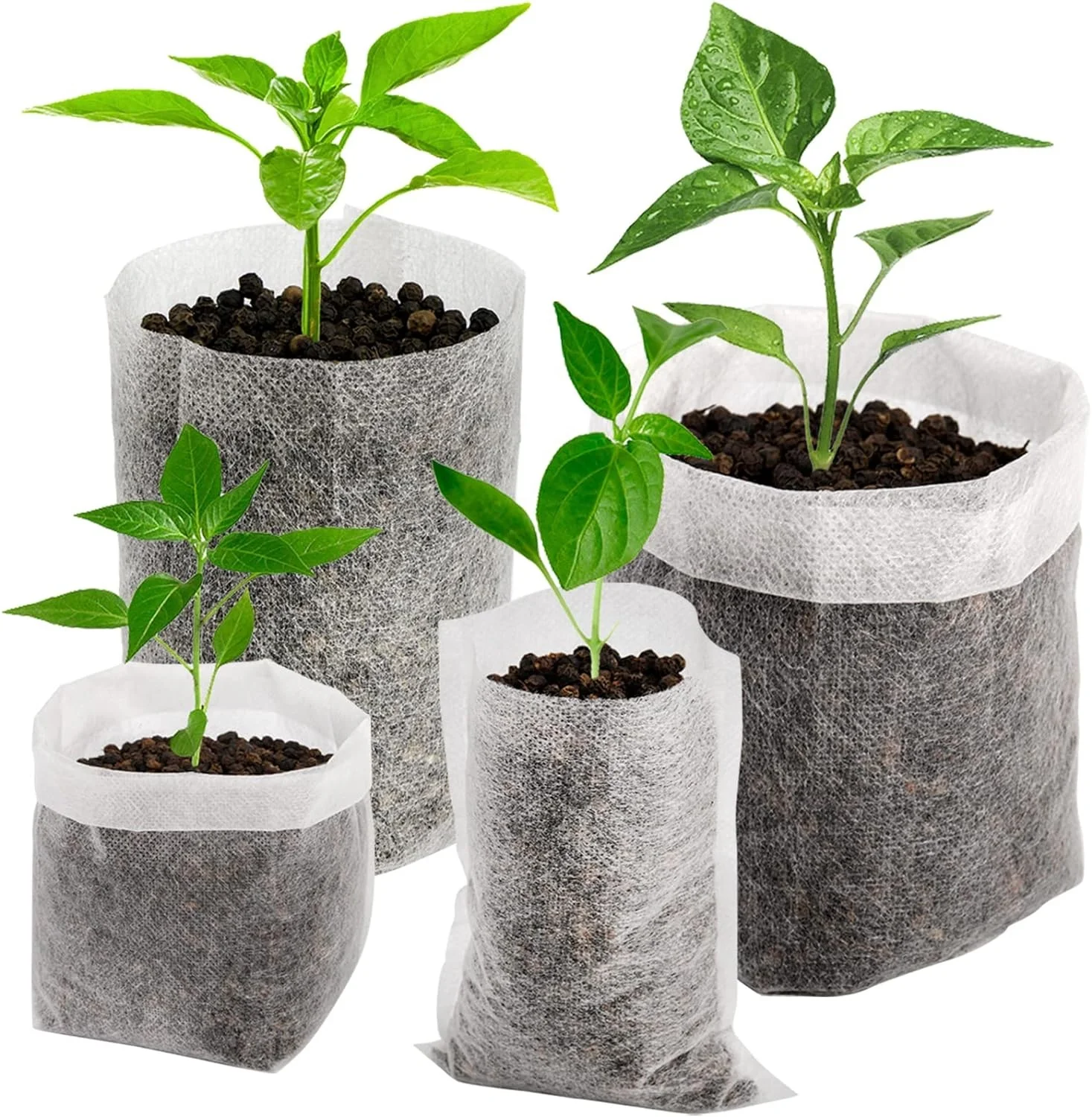 

2026 Garden Planter DesignEco-Friendly Biodegradable 100pcs Non-woven Nursery Bags Plant Grow Bags Fabric Seedling Pots