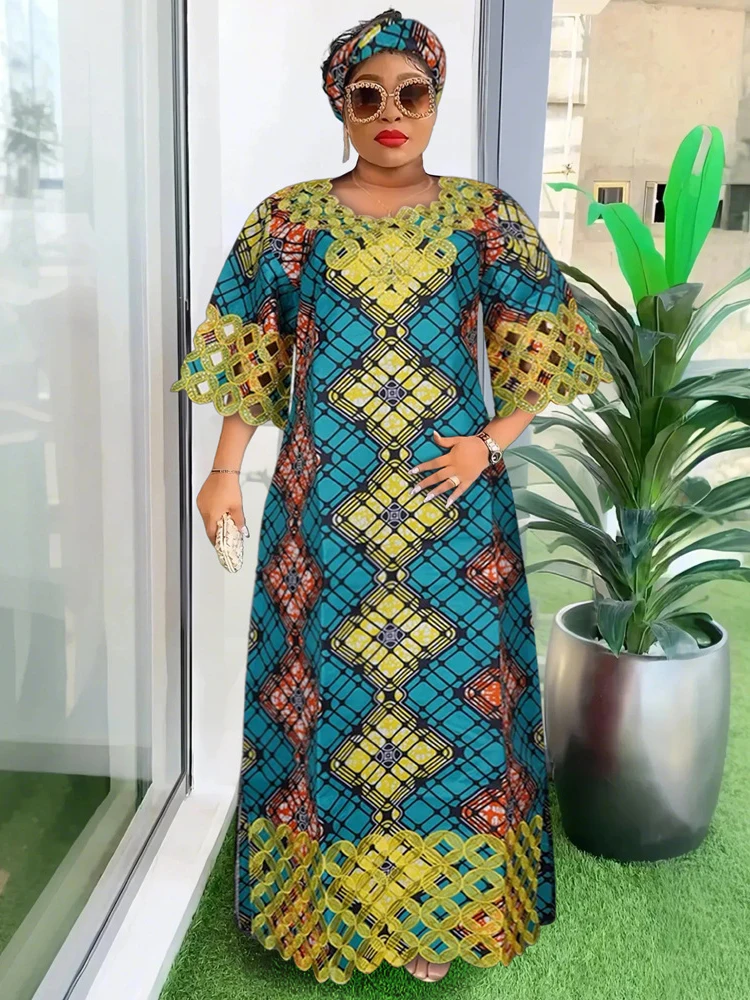 

2025 Africa Clothing Traditional Wax Dresses For Women African Party Evening Gowns Ankara Dashiki Print Outfits Plus Size Dress