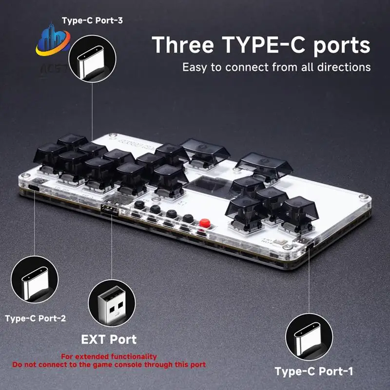 AC57-Mustfun Hitbox Controller Mini Leverless Arcade Stick Controller untuk PC/PS3/PS4/Switch dan Fightstick Game Arcade