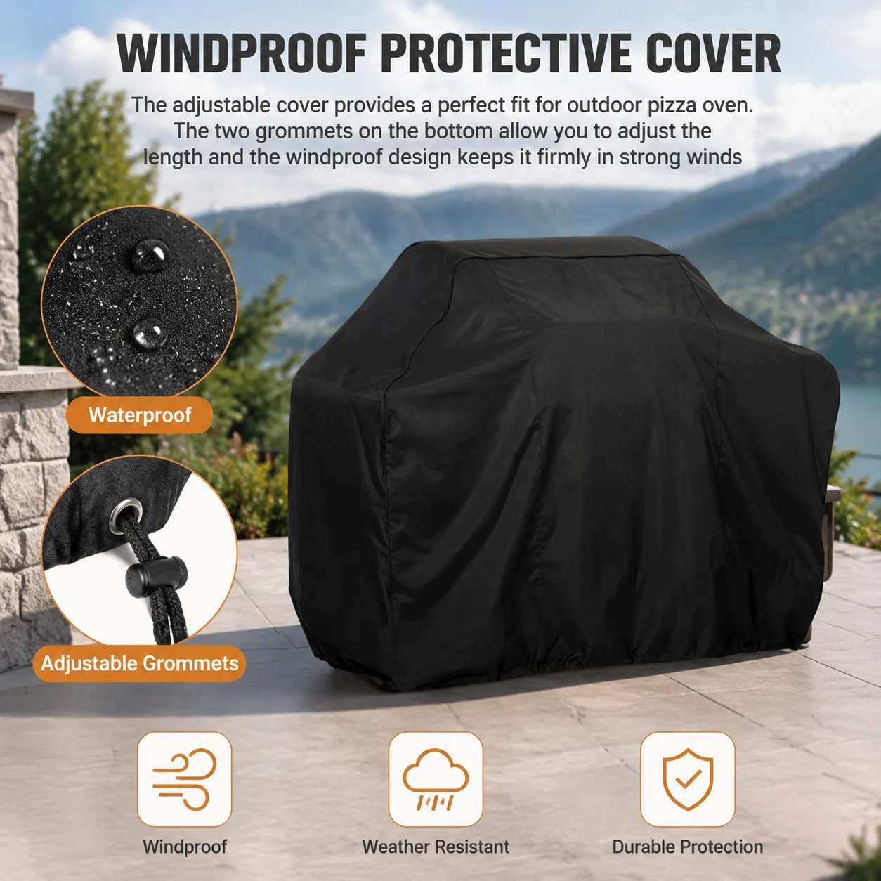 Portable Cover BBQ Grill Barbeque Cover Anti-Dust Waterproof Superior Protection Protective Brick Oven Cover for More Grills