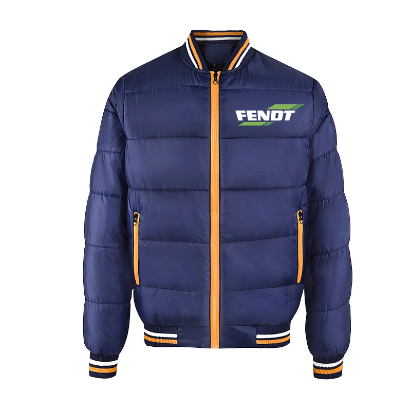 FENDT-Chaqueta de plumón con estampado personalizado para hombre, chaqueta de algodón con bolsillo, cálida, ajustada, informal, invierno, novedad