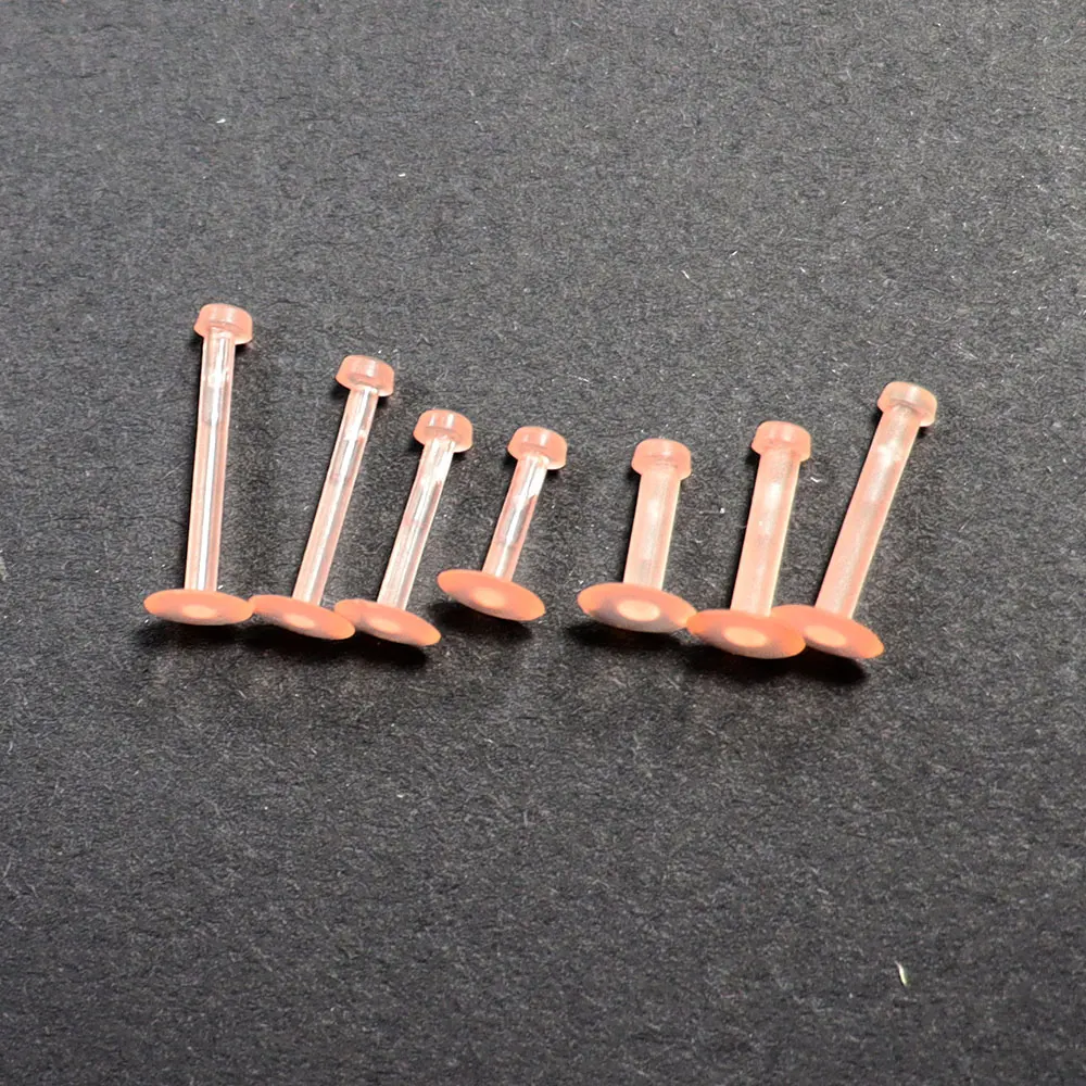 SaYao 2 Pieces 16G PUSH IN Earrings Plastic Flesh Color Invisible Lip Ring Labret Rings Tragus Ear Soft body Piercing jewelry