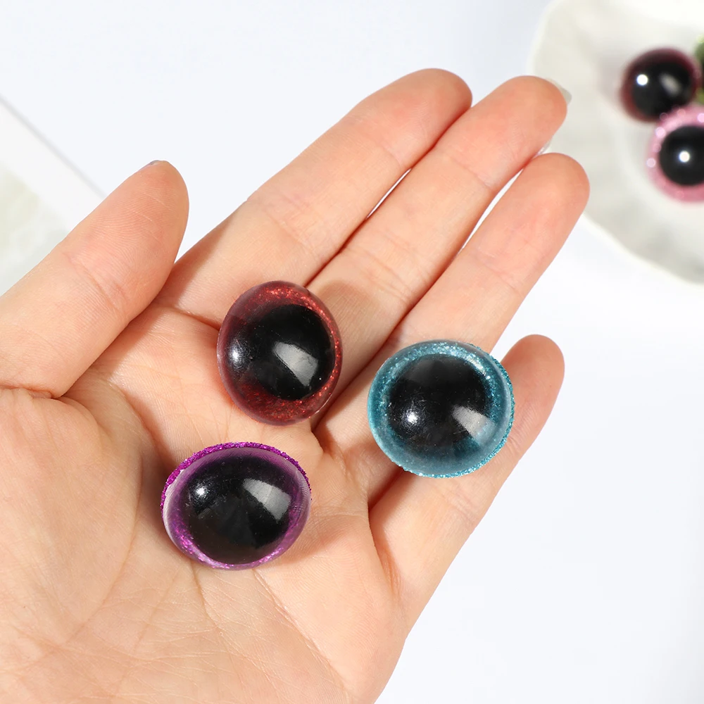 10Pcs 16/18/20/22/24mm Plastic Shinning Doll Eyes Round Safety Eyes Glitter Dolls Eyeballs DIY Hand Making Plush Toys Accessory