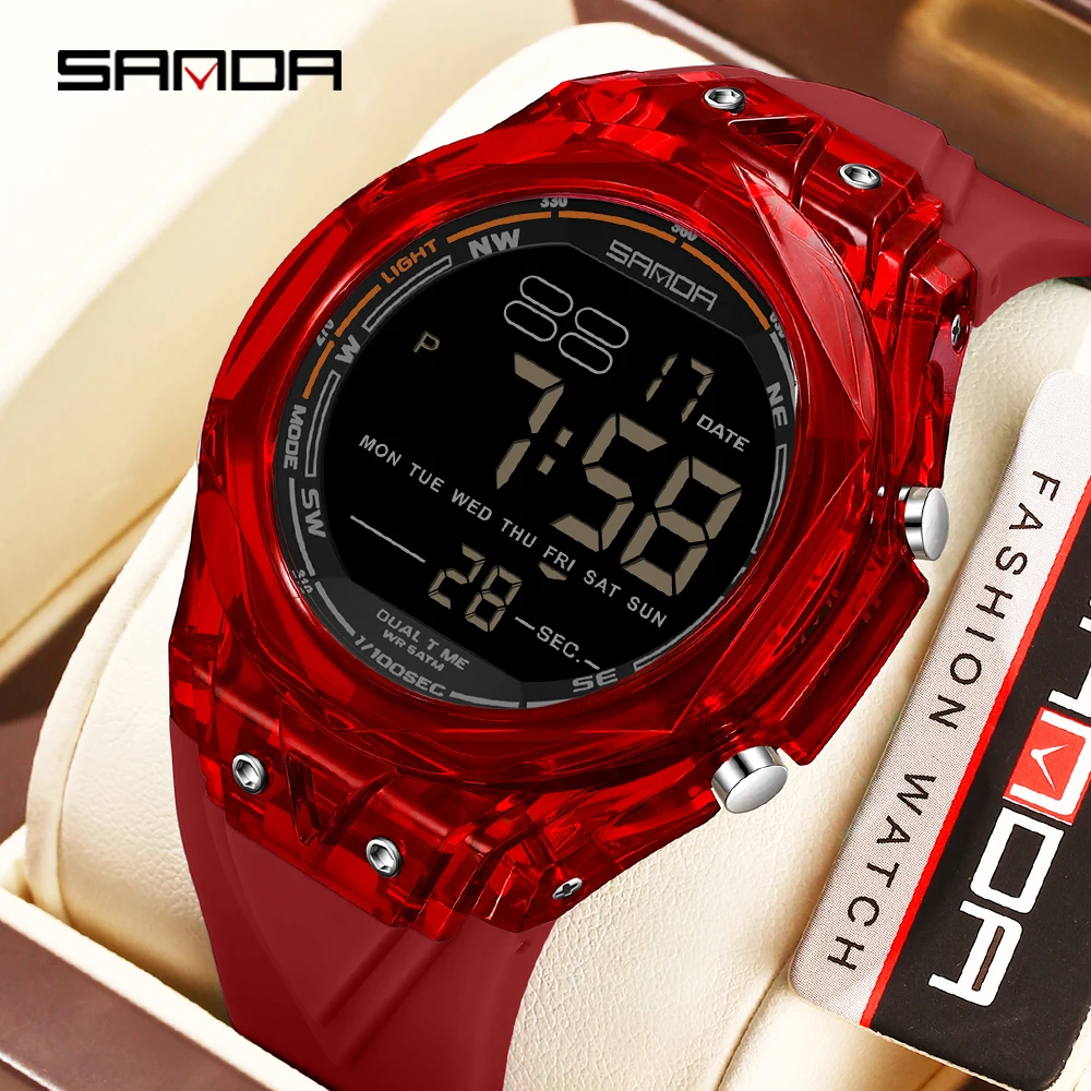 SANDA New 6289 Fashion Student Electronic Watch Sports Multi Functional Waterproof LED Student Electronic Watch Alarm Clock