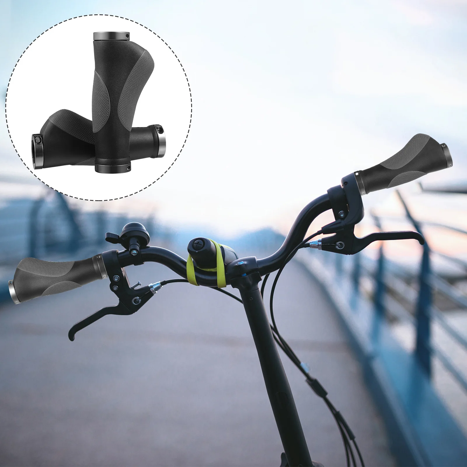 

Bicycle Handlebar Grips Ergonomic Non-Skid Comfortable For Mountain Road Folding Bikes Alloy Plastic Grip Bicycles Handle