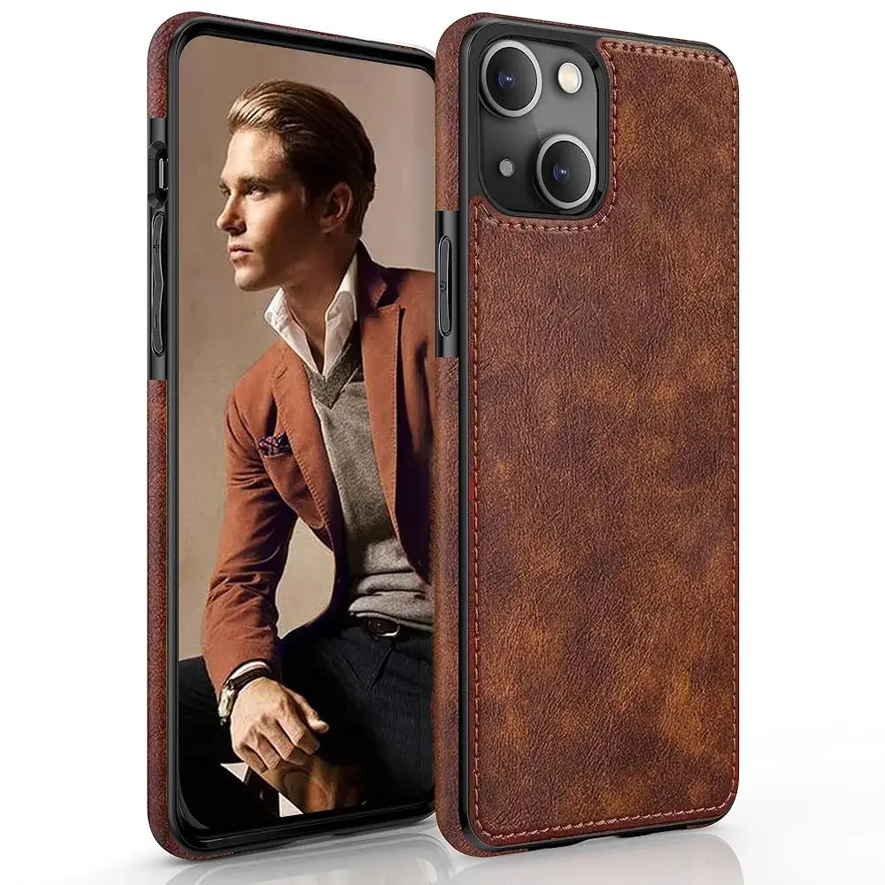 for iPhone 13 Pro Case, Slim Leather Luxury Business PU Non-Slip Grip Rugged Bumper Shockproof Full Body Protective Cover Ph