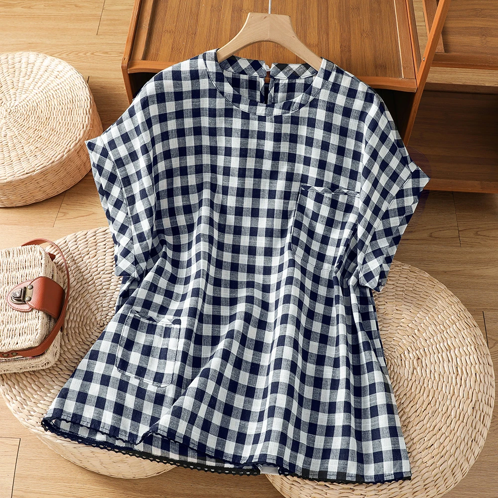 

Chic Korean Style Plaid T-Shirt Women's Fashionable Elegant Youthful Top Trendy Summer New Arrival Ladies' Clothing