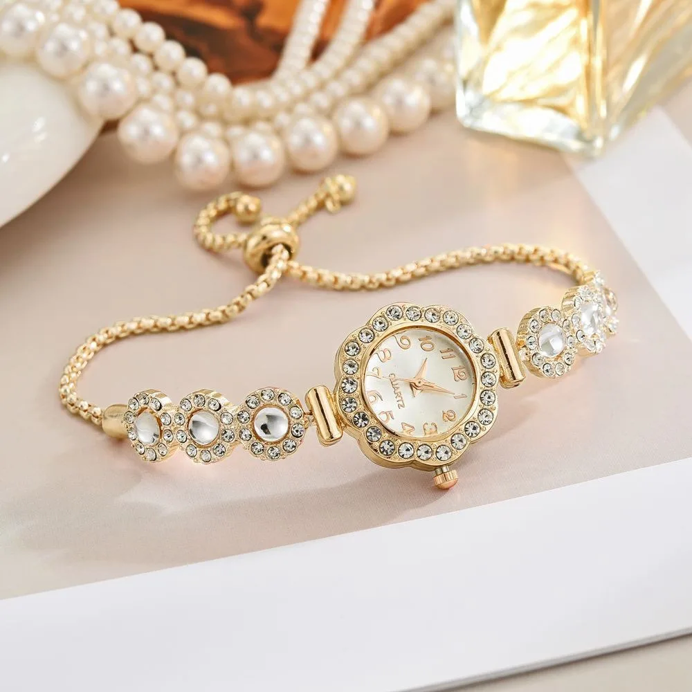 Rhinestone Decor Wristwatch Multi-color Fashion Strap Ladies Bracelet Watch Elegant Adjustable Quartz Clock Women's Accessory