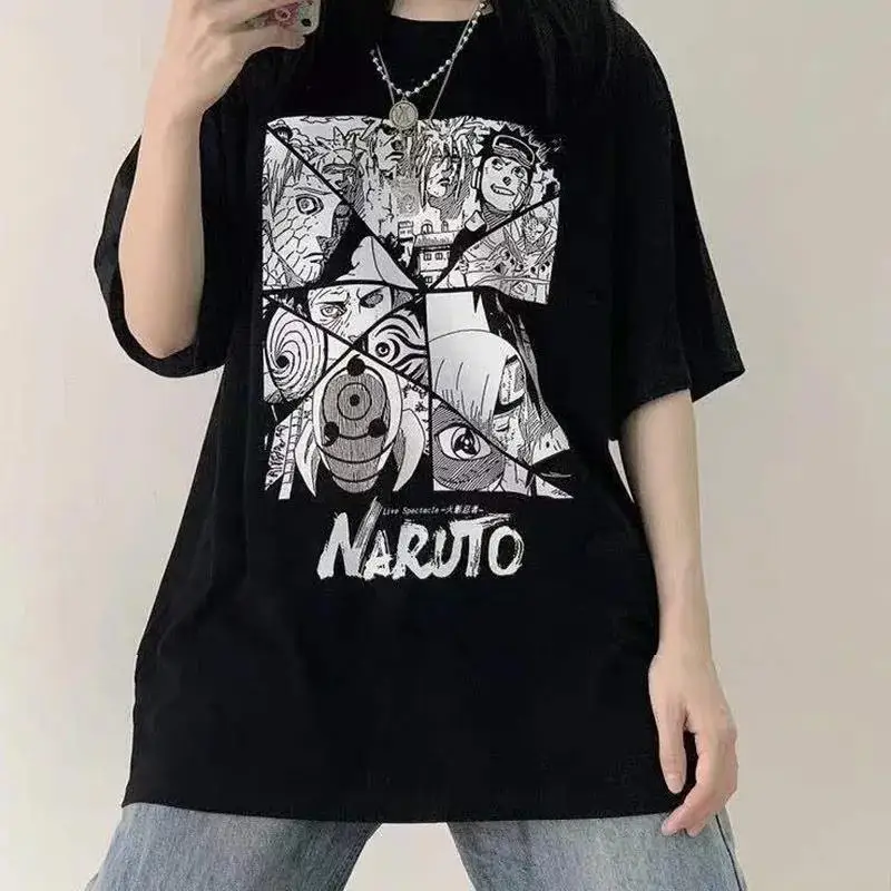 

Summer Hot New Naruto One Piece Y2k Men Oversized T-shirt Short Sleeve Shirts Clothing Top Men Anime Cotton Retro Washed T-shirt