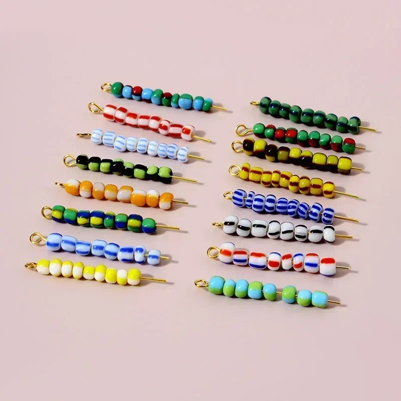 10g 4mm Mixed Stripe Czech Glass Seed Round Spacer Beads For DIY Jewelry Making Bracelet Necklace Earring Accessories Wholesale