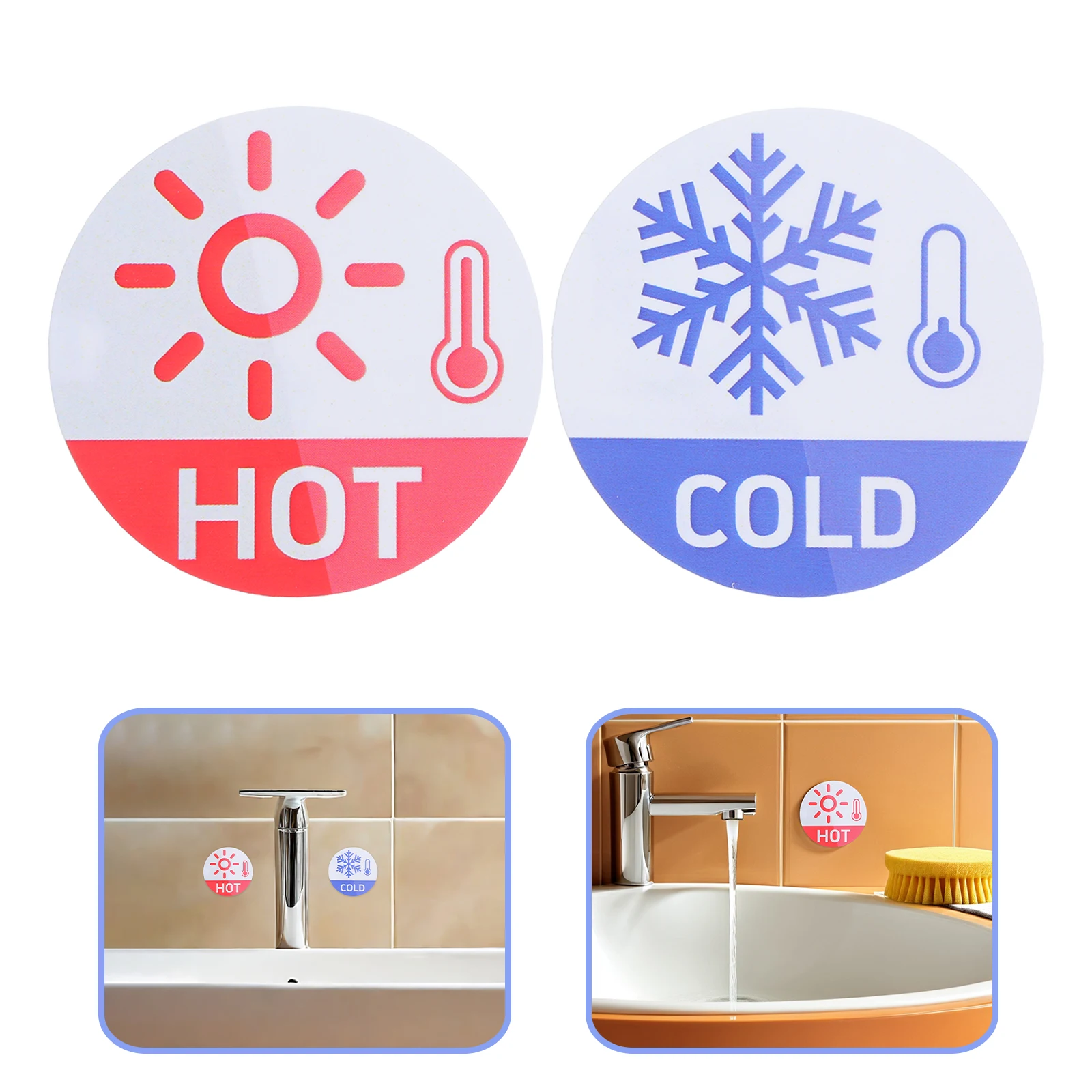 60 ورقة علامة ساخنة وباردة مؤشر الماء البارد الساخن علامات لاصقة ملصقات درجة حرارة الماء للمطبخ الحمام الفندق
