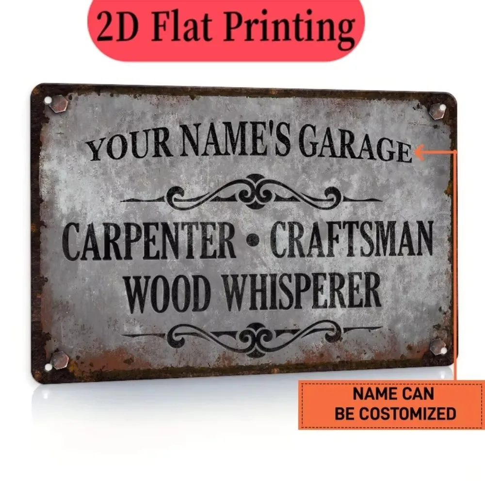 CIFbuy 2D Flat Custom Name Carpenter Garage Metal Sign, Wall Decor, Only For Decoration