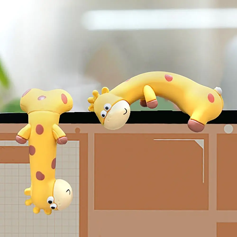 Kawaii Rubber Giraffe Ornament Cartoon Groove Giraffe Figurines Pasted Giraffe Model Desktop
